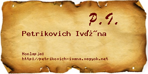 Petrikovich Ivána névjegykártya
